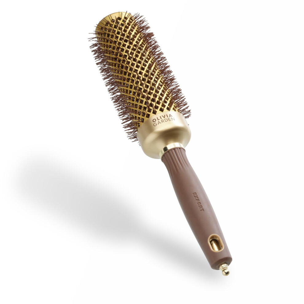 Olivia Garden Gold/Brown Expert Blowout Speed ? & - 45 - Ceramic Coated Round Brush With Extra Long Barrel For 25% Faster Blowouts