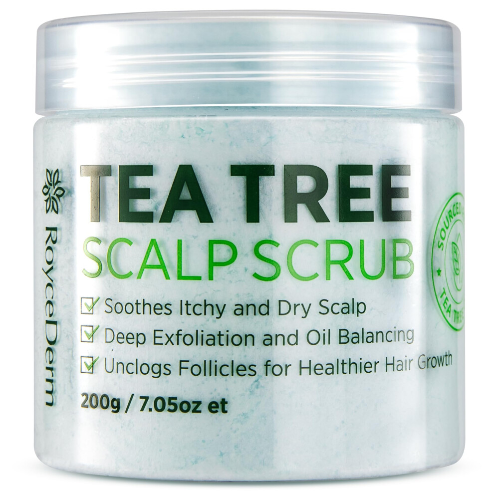 Roycederm Tea Tree Scalp Scrub: Soothing Hair & Scalp Care For Itchy, Dry, Flaky Scalp & Dandruff | Exfoliating & Hydrating With Tea Tree Oil For