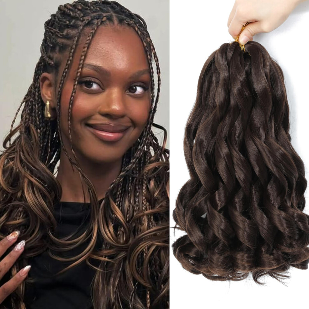 Falemei Unisex French Curl Braiding Hair 12 Inch 8 Packs Curly Braiding Hair Pre Stretched French Curls Braiding Extension Curl Crochet Braids Spiral