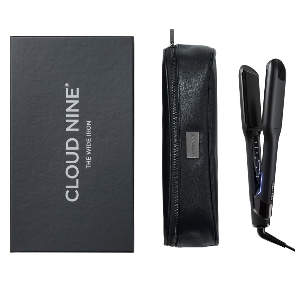 Cloud Nine The New Wide Iron Hair Straightener | Variable Temperature Control | Revive Mode Mineral-Infused Plates | Digital Display 360? Swivel Cord
