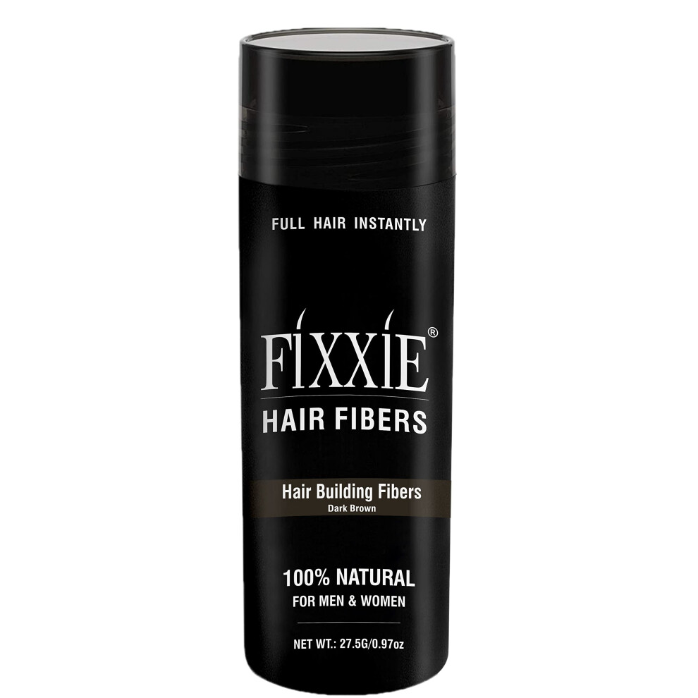Fixxie, Fixxie Fixxie Hair Fibres Dark Brown For Thinning Hair 27.5G Bottle, Hair Fibre Concealer For Hair Loss For Men And Women, Naturally Thicker Looking Hair