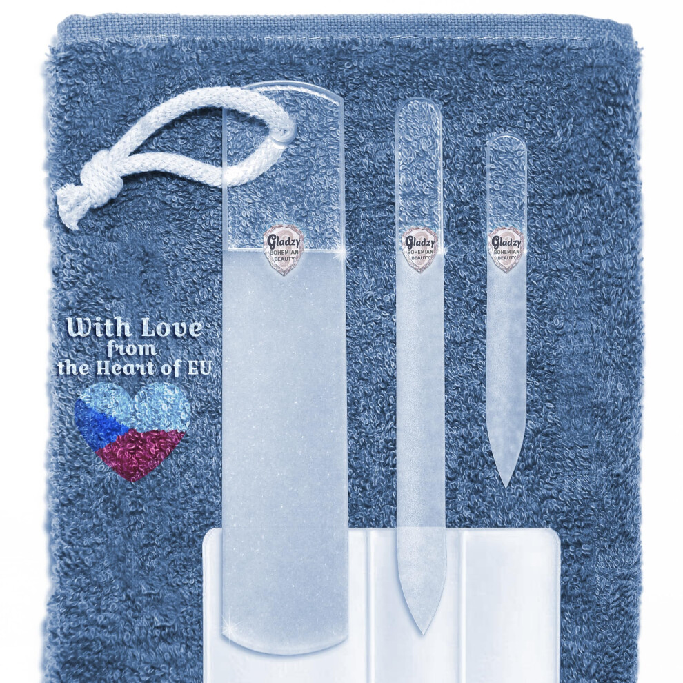 Gladzy Genuine Czech Glass Nail File Set - Callus Remover Foot Rasp, Manicure & Pedicure, Professional Nail Care & Art, Double Sided Etched Different Grit
