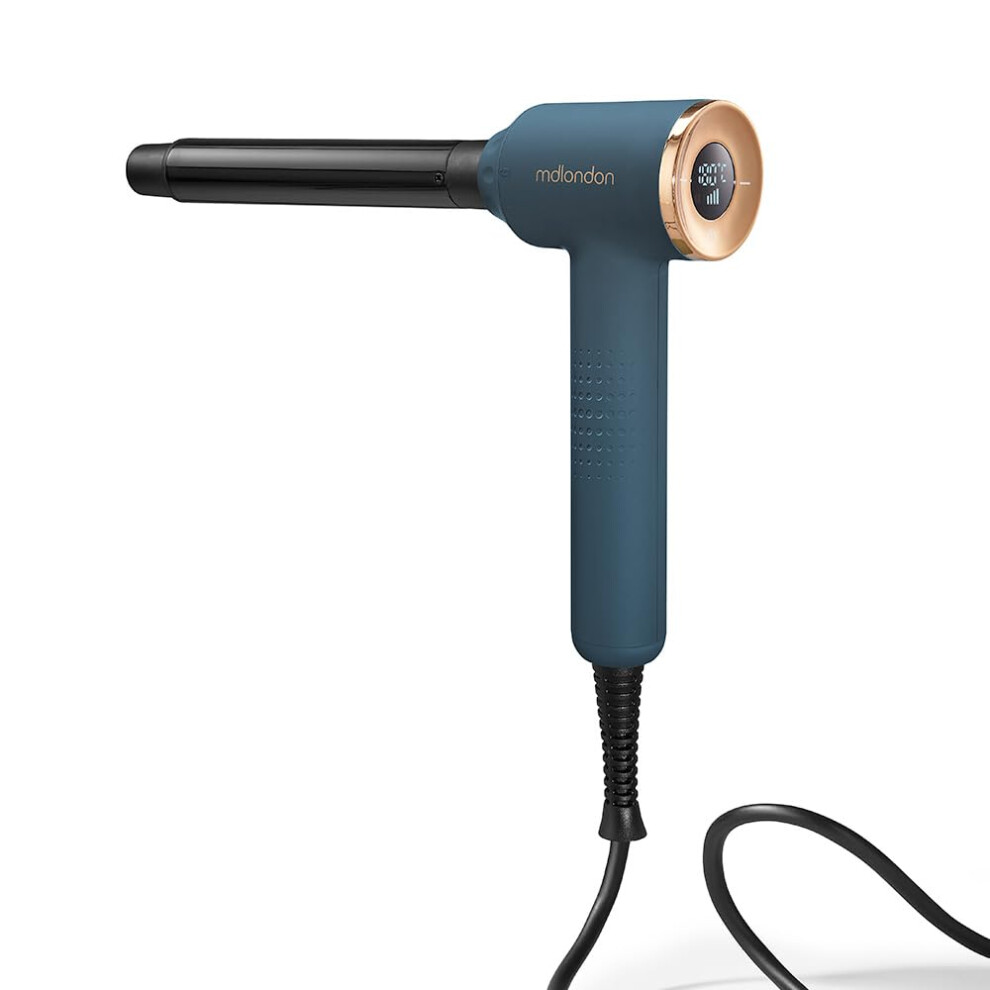 Md London. Blue Mdlondon Curl Hair Curling Wand (Casal ). 4-In-1 Hair Curler With 10Mm, 25Mm, 32Mm & Reverse Conical Barrels. Hair Waver With 14 Heat Settings,
