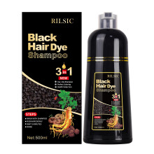 500ML Black Hair Dye Shampoo for Grey Hair Beard Coverage, 3 in 1 Instant Colour Shampoo for Men&Women