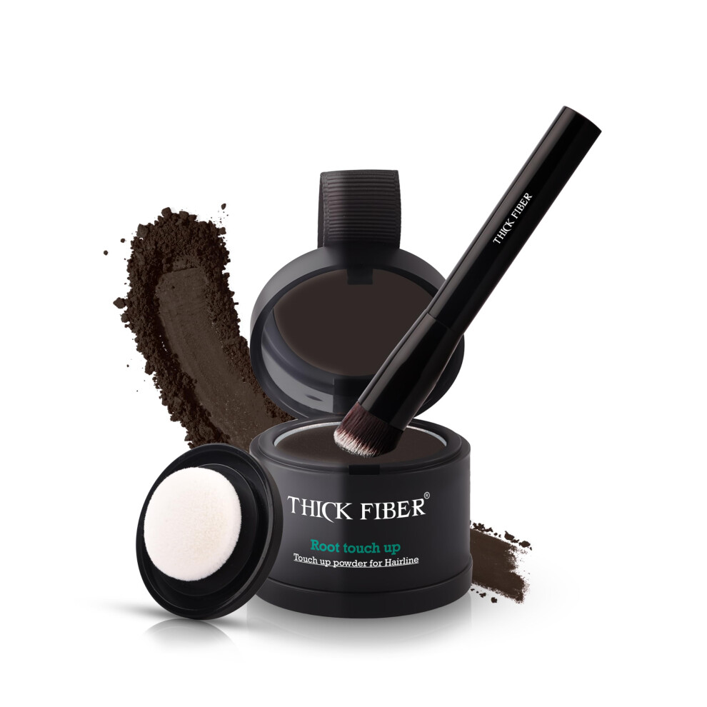 Thick Fiber Grey Root Touch Up & Hairline Powder With Brush 4G ? Covers Roots & Thinning Hair ? Sweat & Water Resistant ? Hair Concealer For Bald