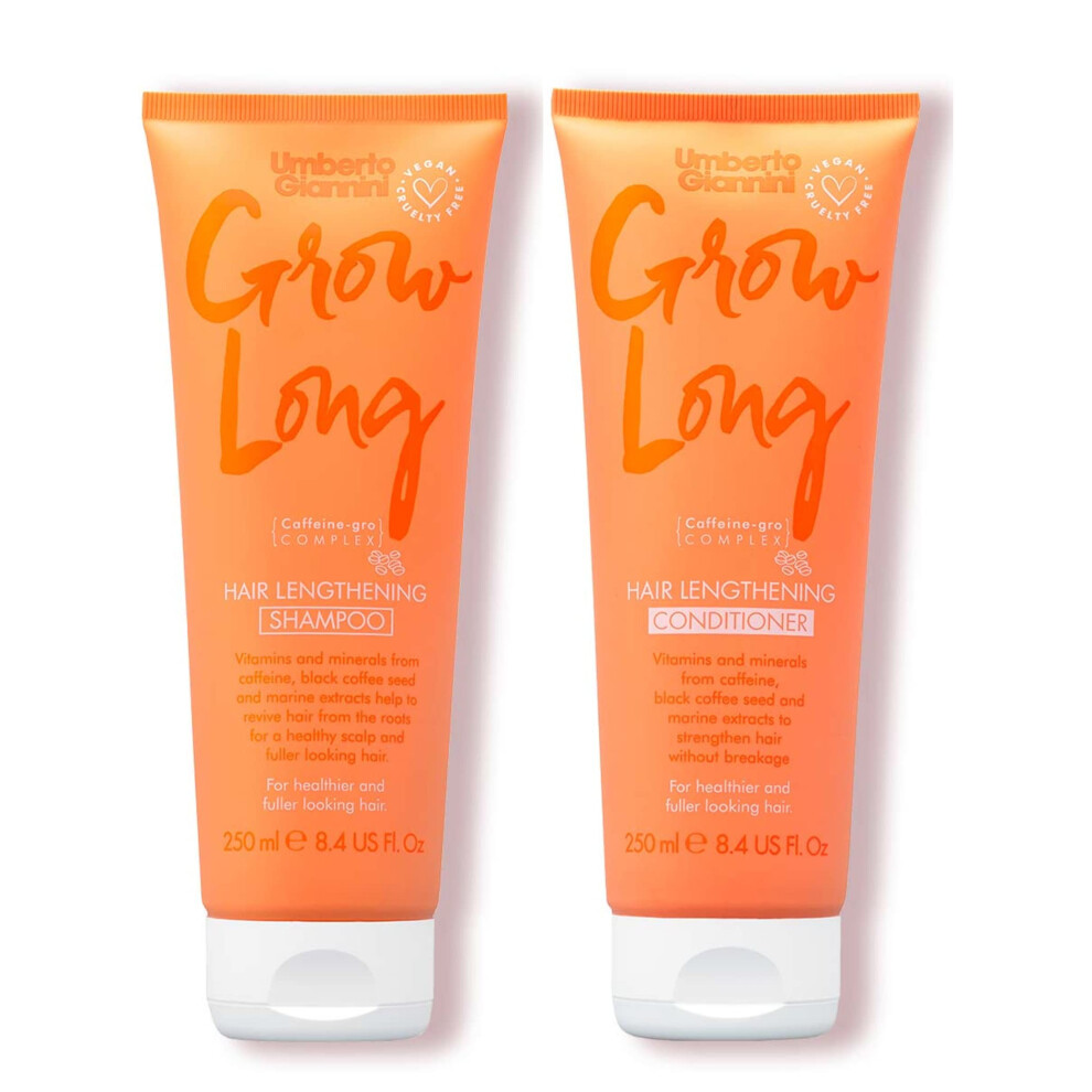 Umberto Giannini Grow Long Shampoo & Conditioner Duo, Vegan & Cruelty Free Root Stimulating Shampoo & Hair Lengthening Conditioner Bundle, 2 Pack