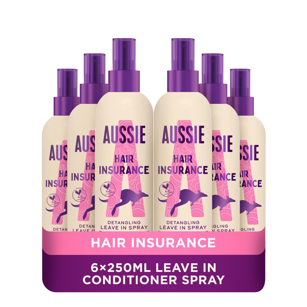 Aussie Miracle Hair Insurance Conditioner Detangler Spray 250 Ml - Pack Of 6 Blue