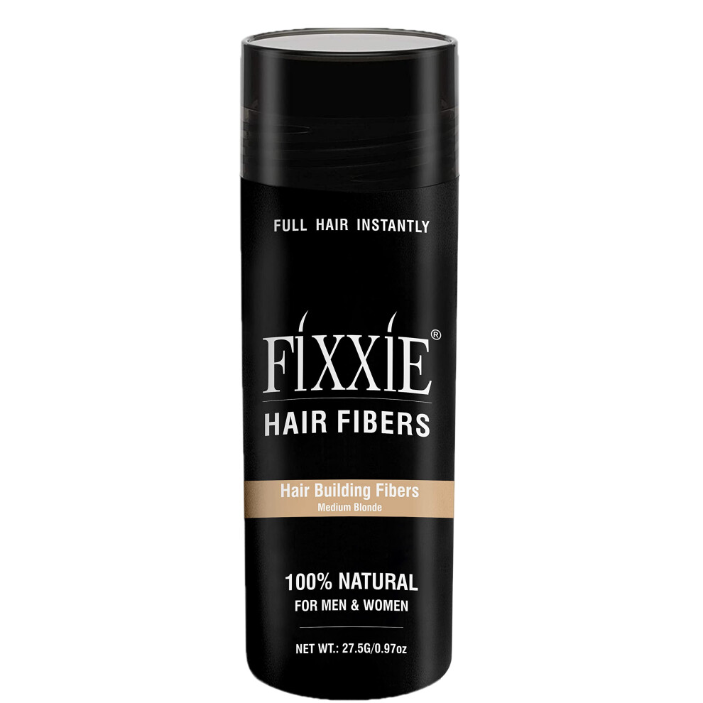 Fixxie, Fixxie Fixxie Hair Fibres Medium Blonde For Thinning Hair 27.5G Bottle, Hair Fibre Concealer For Hair Loss For Men And Women, Naturally Thicker Looking Hair