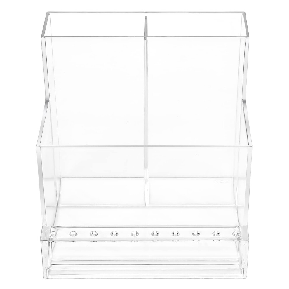 Minkissy Nail Drill Bits Organizer Storage Box With 13 Holes Compact Acrylic Holder For Manicure Pedicure Tools Salon And Home Use
