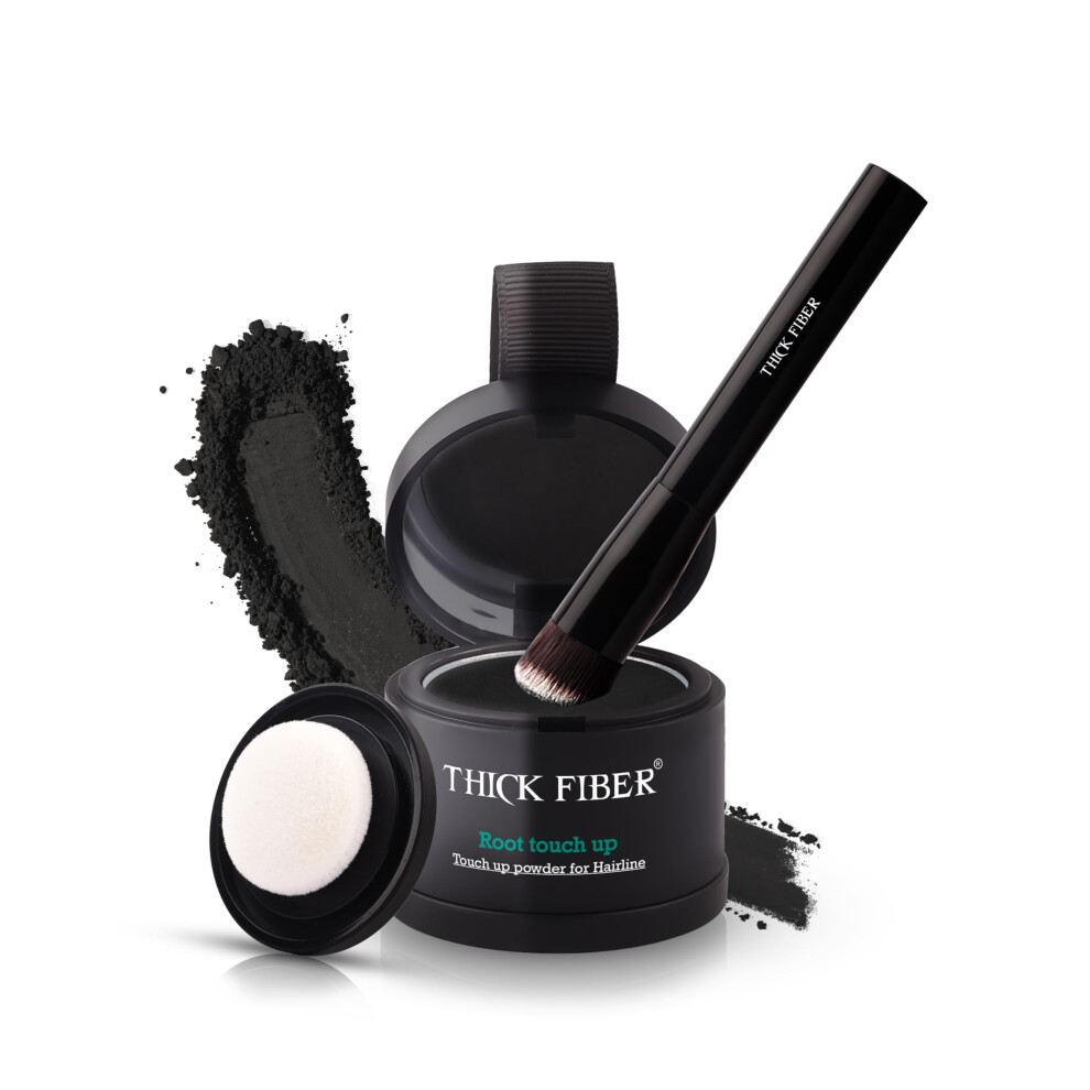 Thick Fiber Grey Root Touch Up & Hairline Powder With Brush 4G ? Covers Roots & Thinning Hair ? Sweat & Water Resistant ? Hair Concealer For Bald