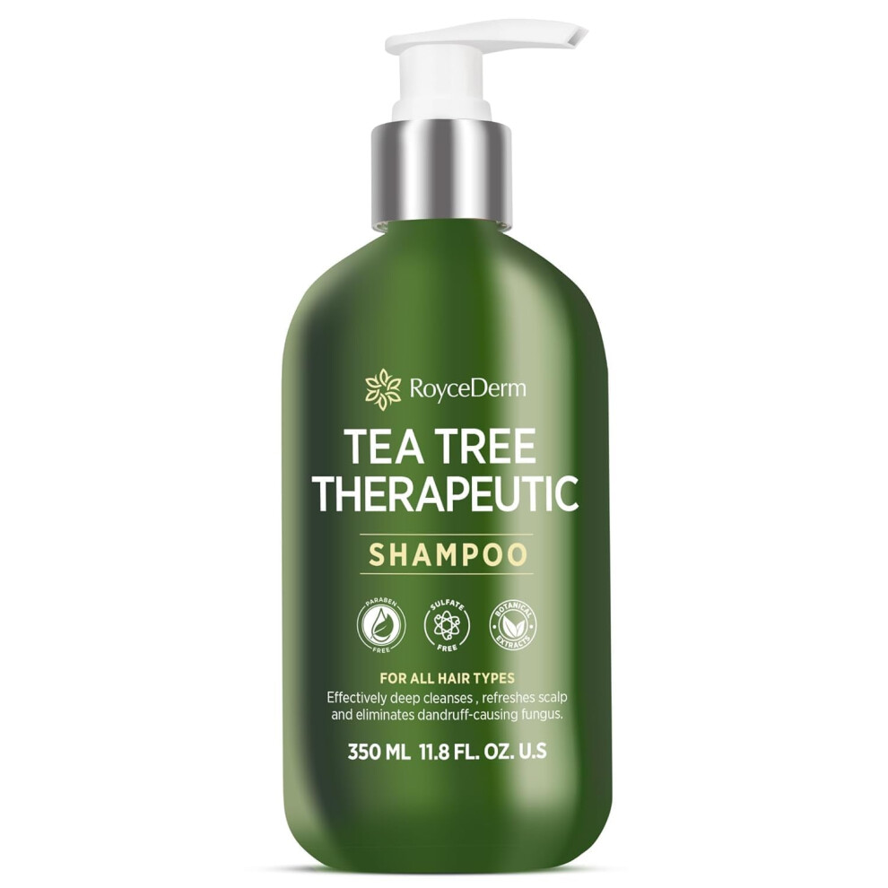Roycederm Tea Tree Oil Shampoo For Dry Scalp, Dandruff, And Itchy Scalp - Clarifying Shampoo With Tea Tree Oil, Paraben & Sulfate Free
