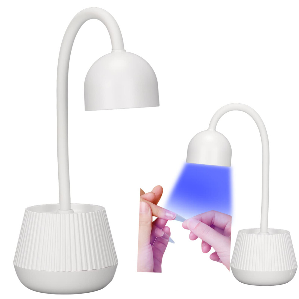 Socobeta White 24W Led Nail Polish Curing Lamp, 365Nm 405Nm 360? Rotatable Gooseneck Usb Plug-In Nail Gel Dryer Uv Lights For Nails