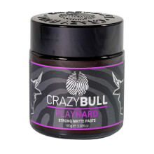 Crazy Bull Hair Paste Play Hard - Defining & Finishing Hair Styling Texturiser & Volumiser - Ultra-Strong Hold Hair Product for Men & Women - Natural