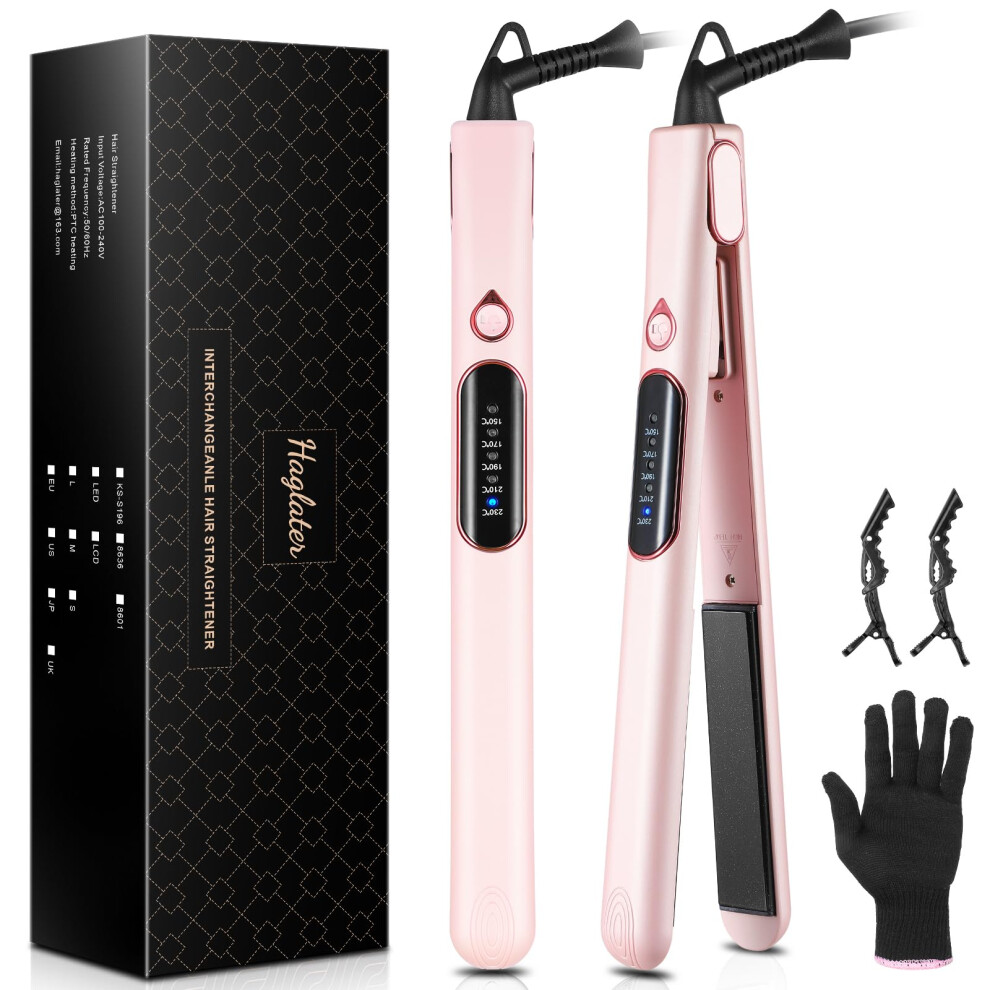Haglater Hair Straighteners For Women, 2 In 1 Straightener And Curler Ceramic Plates Flat Iron With Adjustable Temperature Lcd Display Straightening