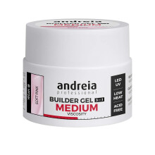Andreia Professional Nail Gel Builder Medium Viscosity Construction - Best as Builder Gel Base and Top Coat Polish LED & UV Nail Art Kit - Soft Pink