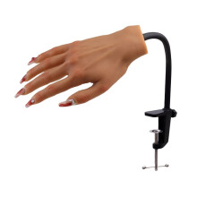 KnowU Silicone Practice Hand for Acrylic Nails, Nail Pratice Hand with Stand Bracket, Realistic Fake Hand Model for Nails Art Practice Tool,Fexible