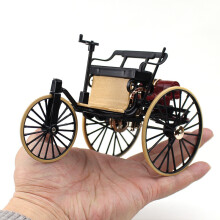 (Black) 1:12 Scale Retro Alloy Tricycle Model Car, Collectible Gift Adult Toy Display, Alloy Material Fine Craftsmanship