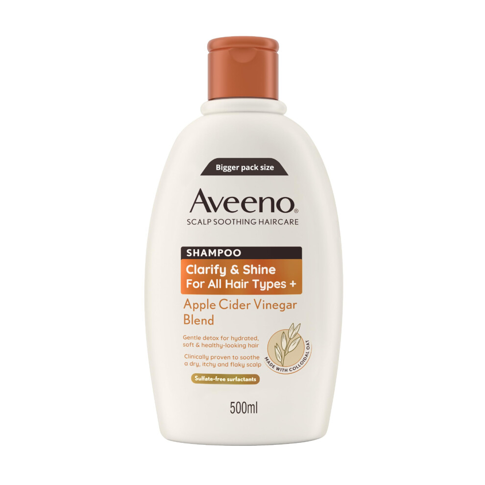 Aveeno Haircare Clarify And Shine Apple Cider Vinegar Blend Shampoo, 500Ml