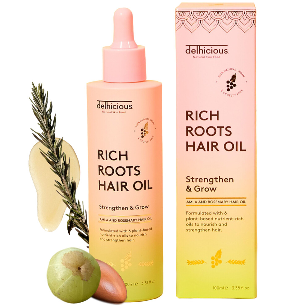 Delhicious Amla Hair Oil & Rosemary Oil For Hair Growth - Rich Roots Hair Loss Treatment For Thinning Hair - Dry Scalp Treatment With Argan Oil