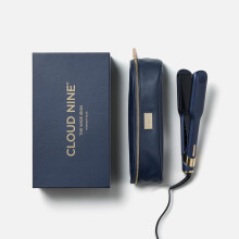 CLOUD NINE The Wide Iron Hair Straightener Blue | Variable Temperature Control | Revive Mode Mineral-Infused Plates | Digital Display 360? Swivel Cord