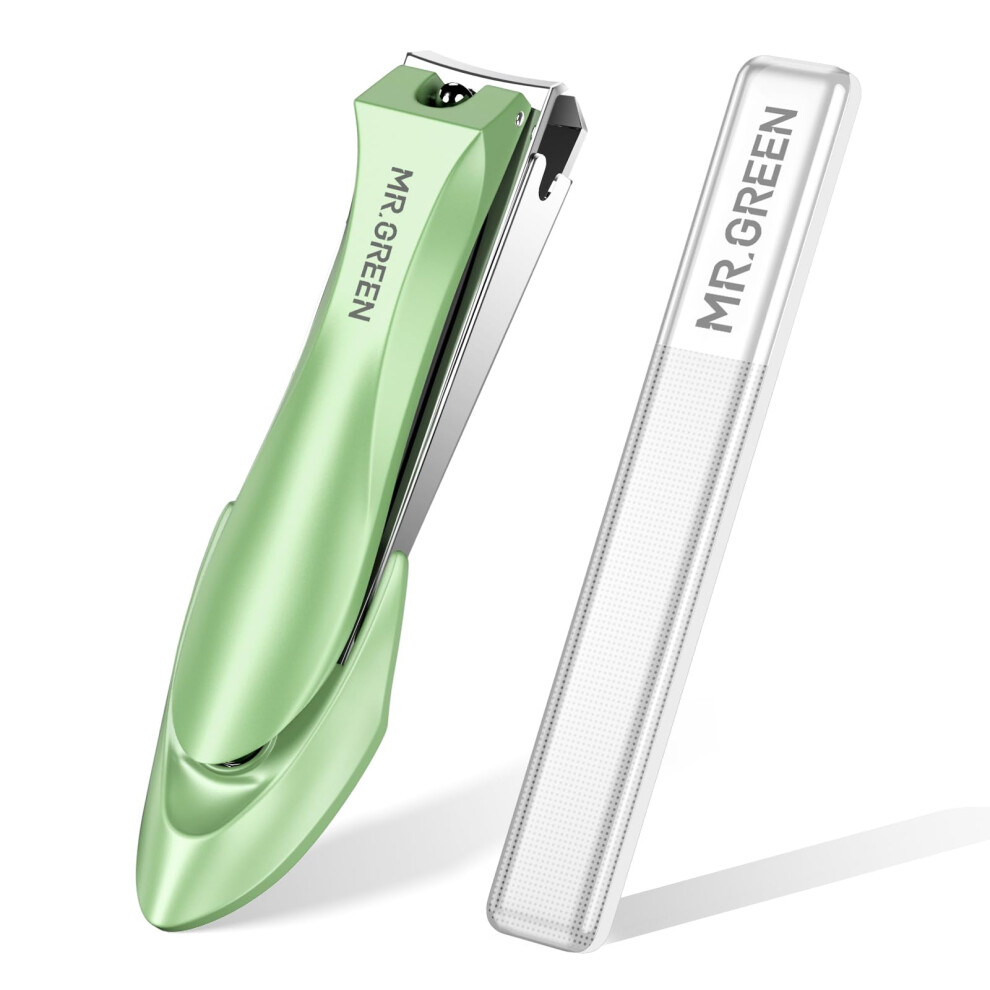Mr.green Green Mr. Nail Clippers With Nail File,Anti Splash Nail Clipper Set For Thick Nails,Medical Grade Stainless Steel Professional Nail Cutter,Sharp And