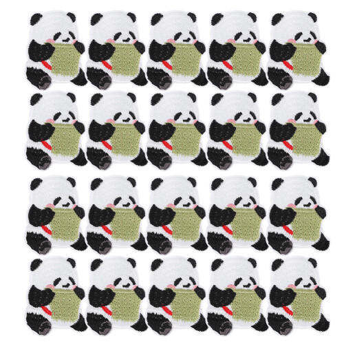 Χαριτωμένα κεντημένα μπαλώματα Panda σετ υψηλής λεπτομέρειας αυτοκόλλητα