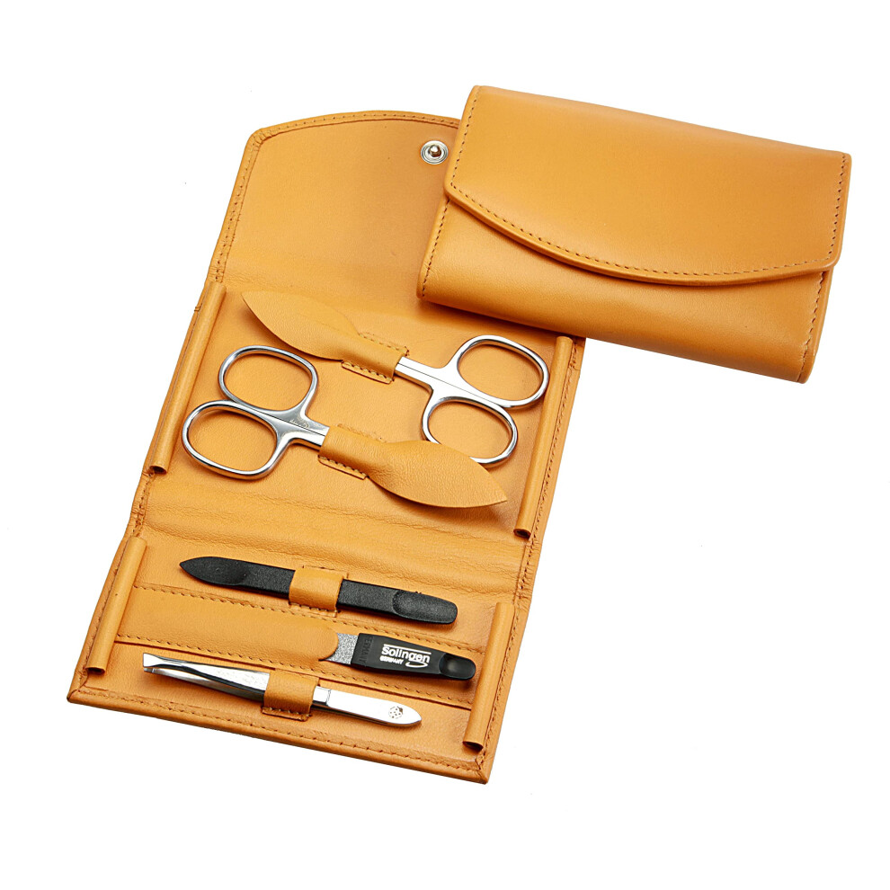 Sonnenschein By Hans Kniebes Manicure Set - 5-Piece Nail Care Set - Genuine Nappa Lambskin Leather - Nail Scissors, Cuticle Scissors, Nail File,