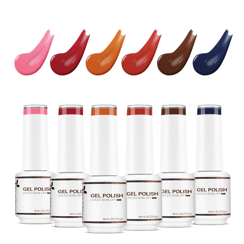 Nicedeco Gel Nail Polish Set, Uv/Led Gel Polish,Nail Art Manicure Pedicure, Salon & Home Use - Long Lasting & Easy To Apply 6Pcs X 8Ml-Kit10