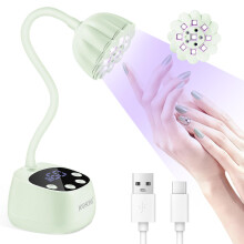JODSONE Fast Curing U V Nail Lamp - Portable and Flexible Gooseneck Lamp with 360? Adjustable Design, Rechargeable LED Dryer for Gel Polish, Auto