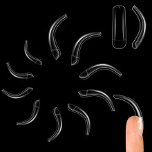 NOVO OVO 500 pcs Hawk Curved Eagle Claw Transparent Clear Cystal Extra Super Extreme Deep Curve Half Cover Short Square Tapered False Nail Extension