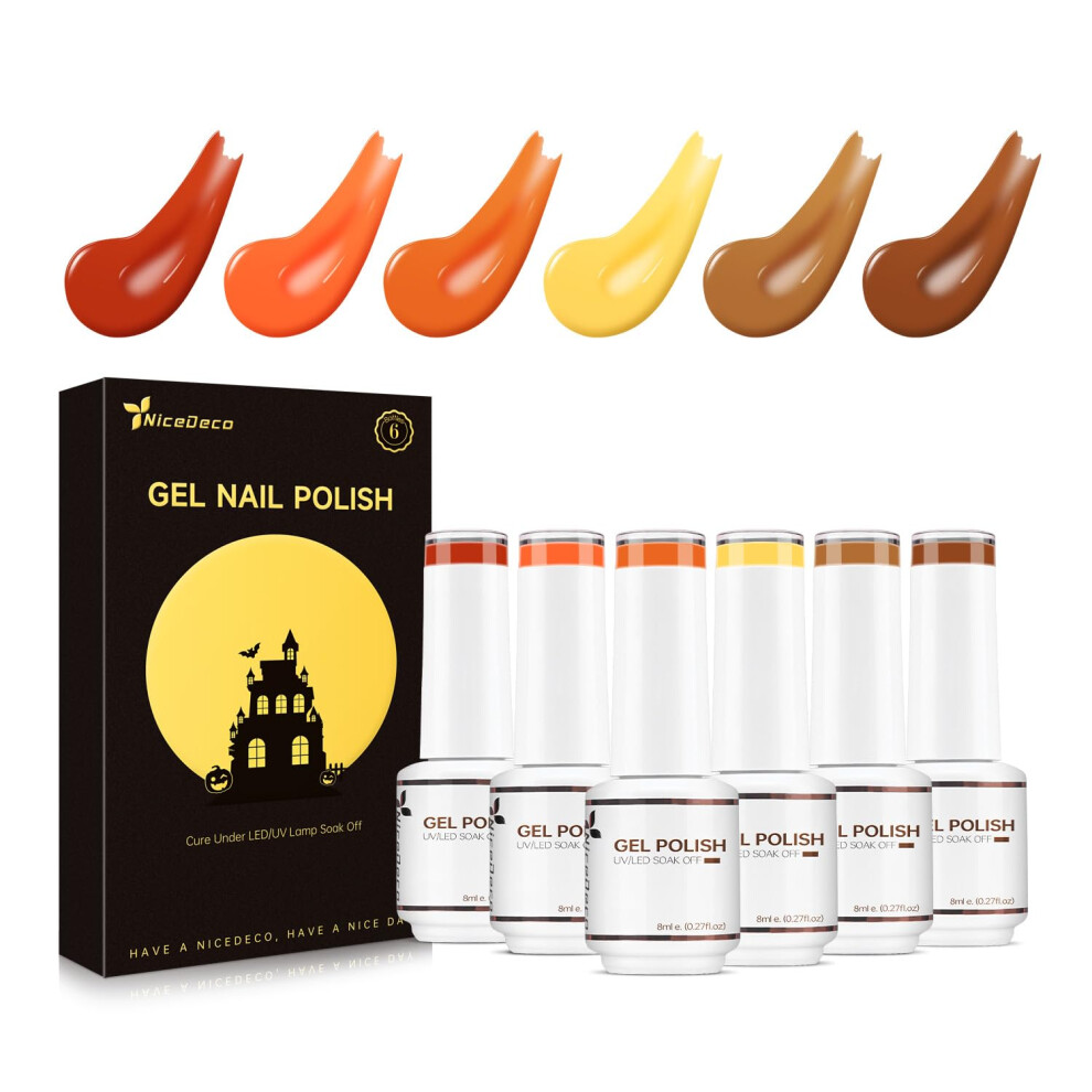 Nicedeco Gel Nail Polish Set, Uv/Led Soak-Off Gel Polish,Nail Art Manicure Pedicure, Salon & Home Use - Long Lasting & Easy To Apply 6Pcs X 8Ml-Kit24