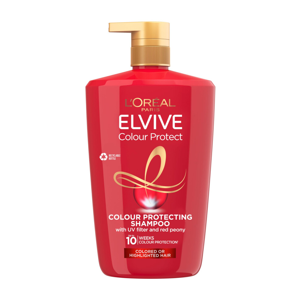 LâOrã©Al Paris L?Or?Al Paris Elvive Colour Protect Shampoo Xl For Coloured, Highlighted Hair, Prolongs Colour Vibrancy, Silicone Free, 1L