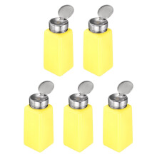 sourcing map 5pcs Solvent Alcohol Dispenser 250ml(8.5oz) Nail Polish Remover Push Down Liquid Dispenser Pump Bottle with Stainless Steel Press Head