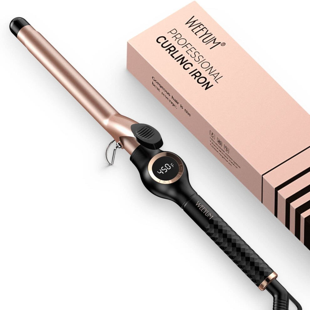 Weeyum 19Mm Curling Tongs? Curling Iron 3/4 Inch Barrel, Long Barrel Curling Wand For Hair, Ceramic Tourmaline Hair Curling Iron Dual Voltage