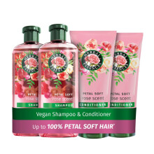 Herbal Essences Rose Scent Petal Soft Shampoo and Conditioner Set (2x350ml, 2x250ml) | Nourishes & Smoothens dry hair | Blended with Rose Essence &