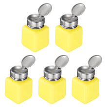 sourcing map 5pcs Solvent Alcohol Dispenser 120ml(4oz) Nail Polish Remover Push Down Liquid Dispenser Pump Bottle with Stainless Steel Press Head for