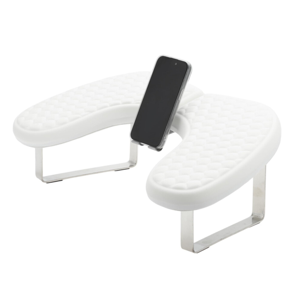 Vocoste White Nail Arm Rest With Mobile Phone Holder, Manicure Hand Rest, Hand Rest For Nail Tech With Stable Base,