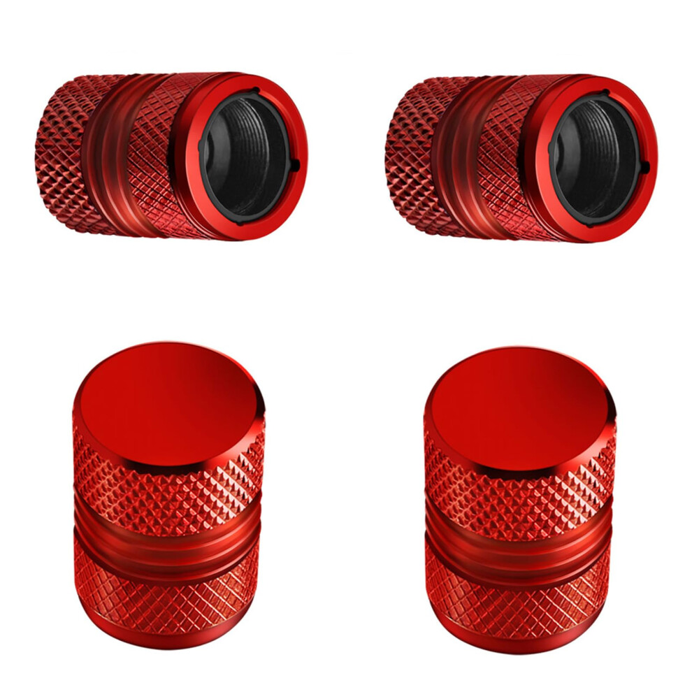Tire Valve Stem Caps 4 Pack Anodized Alloy Anticorrosion For Schrader Cars Bikes Red 9187378954379