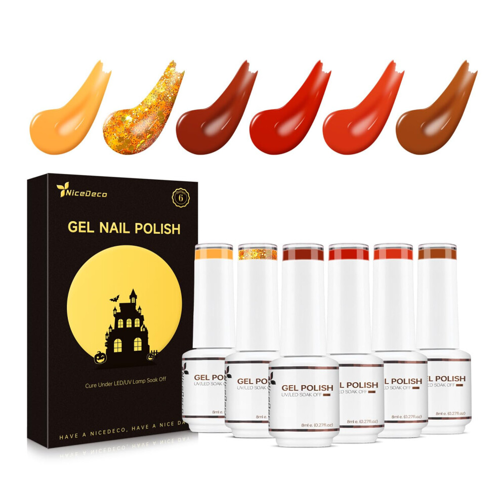 Nicedeco Gel Nail Polish Set, Uv/Led Soak-Off Gel Polish,Nail Art Manicure Pedicure, Salon & Home Use - Long Lasting & Easy To Apply 6Pcs X 8Ml-Kit23