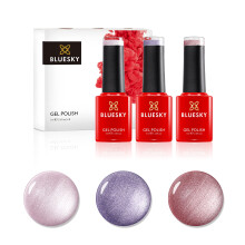 Bluesky Gel Nail Polish Set, Spring 2021 Collection - Dance Your Way Trio Set 1 - Pearls, 3 x 5 ml Gel Nail Polishes, Pink, Purple, Shimmer (Requires