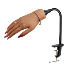 KnowU Silicone Nail Practice Hand with Stand, Practice Hand for Acrylic Nails for Manicure, Nail Hand Practice Model, Flexible and High Simulation