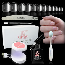 Nail Extension Kit, 552Pcs Short square nail tips and Glue Gel Kit, 5 in 1 Nail Glue Gel and Mini UV Lamp, false Nails Acrylic Kit, Nail Tips Fake