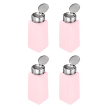 sourcing map 4pcs Solvent Alcohol Dispenser 250ml(8.5oz) Nail Polish Remover Push Down Liquid Dispenser Pump Bottle with Stainless Steel Press Head