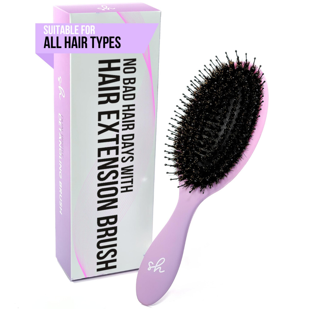 Simply Hair Detangling Brush For Hair Extensions | Anti-Static Dual Bristle Design | Boar Bristle Hairbrush For Wet & Dry Hair Reduces Breakage &