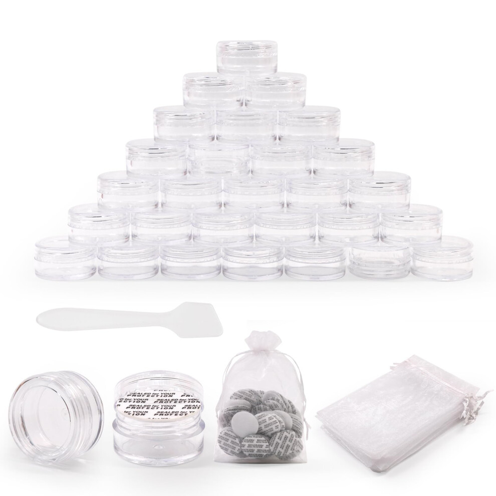 Sumdirect Cream 100Pcs 5Gram Clear Empty Cosmetic Containers Jars Sample Pots Bottles, Travel Pots For Lotion, Lip Balm With Mini Spatula And 10Pcs