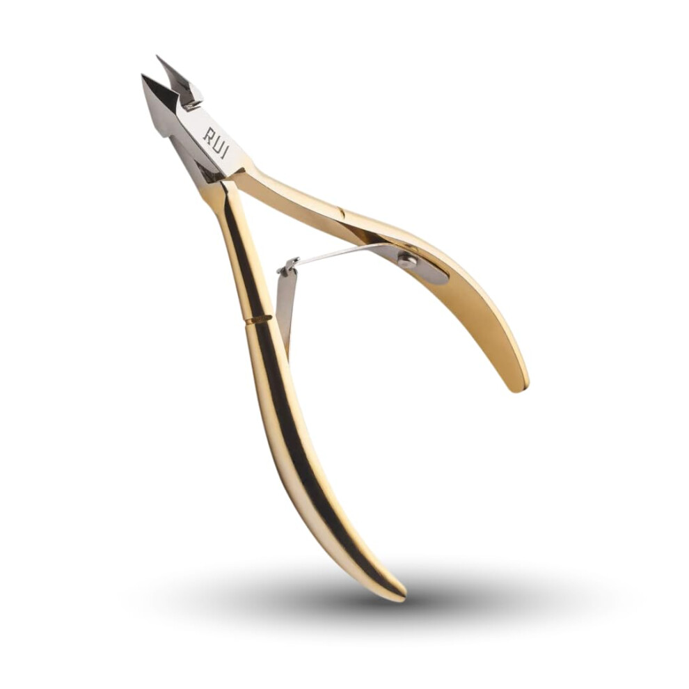Rui Smiths Gold Professional Cuticle Nippers, -Plated Carbon Steel, French Handle, Double Spring, 6Mm Jaw (Full Jaw)