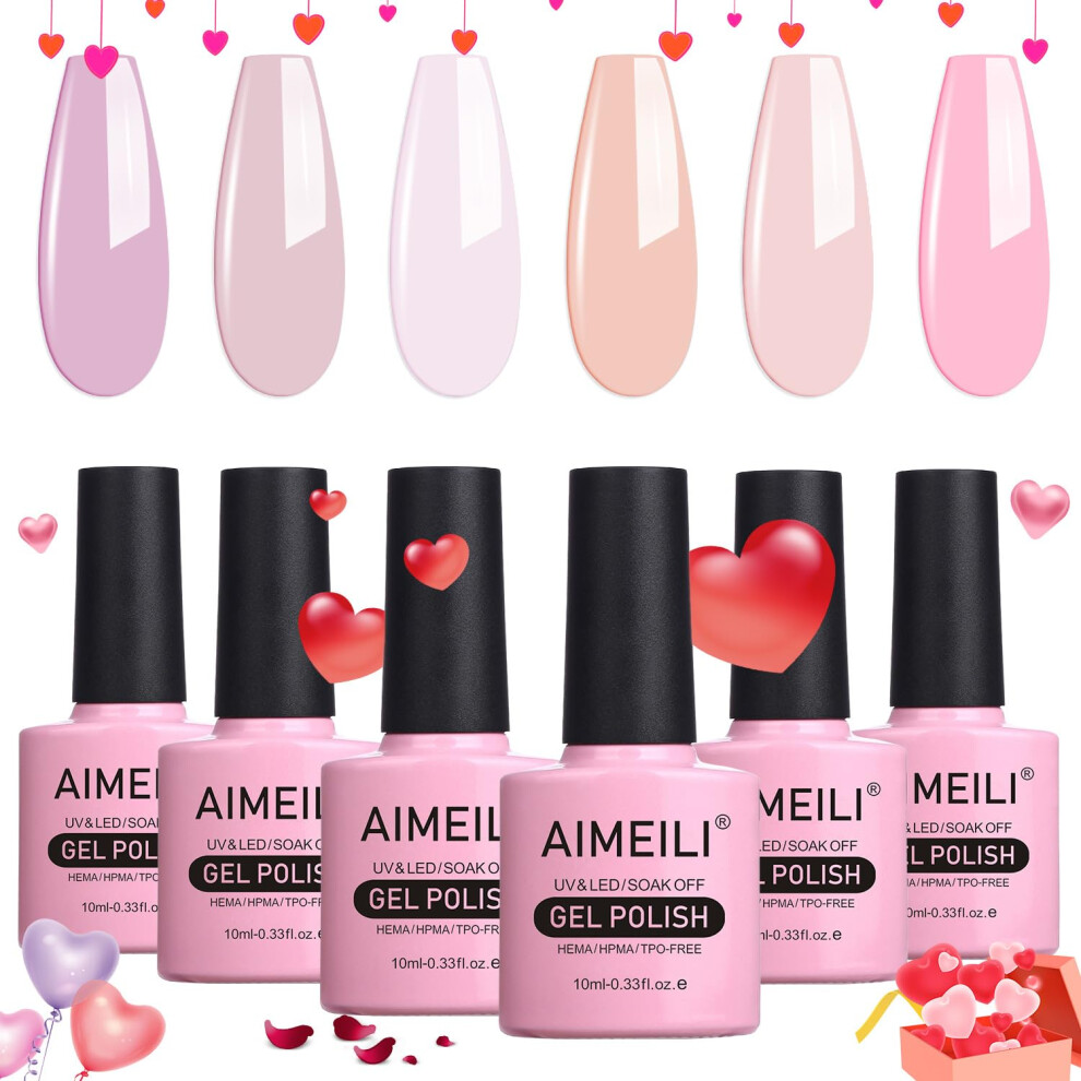 Aimeili Light Gel Nail Polish Set Soak Off Uv Led Gel Polish Multicolour/Mix Colour/Combo Colour Of 6Pcs X 10Ml - Gift Kit 31