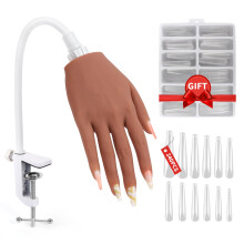 Adonafy Practice Hand for Acrylic Nails - Silicone Nail Practice Hand - Flexible Nail Hand Practice Model for Beginners - Bendable Fake Hand for