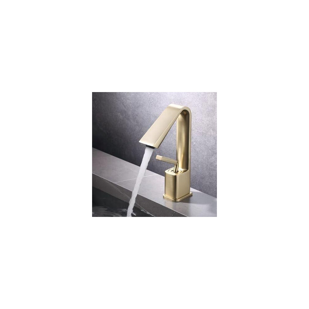 Gold Bathroom Faucet Single Handle Basin Mixer Tap Solid Brass Lead Aerator Leakproof Valve 9187378954454