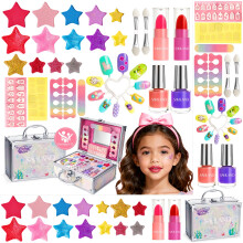 SAVILAND Kids Makeup Sets For Girls: Toxic-Free Washable Kids Make up Sets For Girls 5-12 Portable Real Childrens Makeup Set with Eyeshadow Lip Gloss
